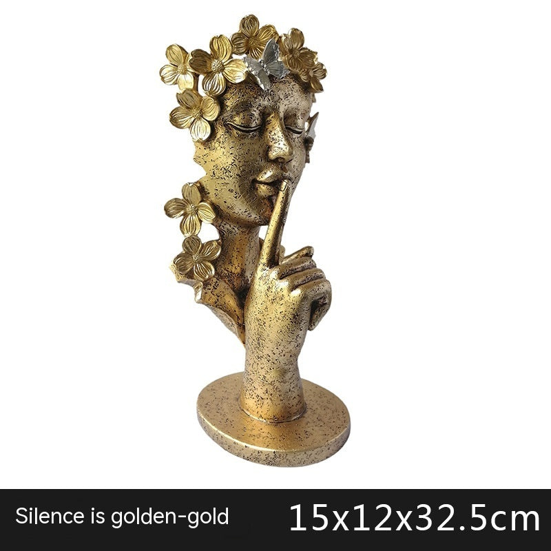 Creative Abstract Silence Is Gold Statue