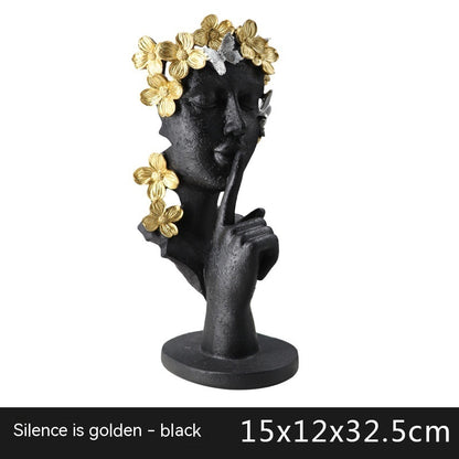 Creative Abstract Silence Is Gold Statue